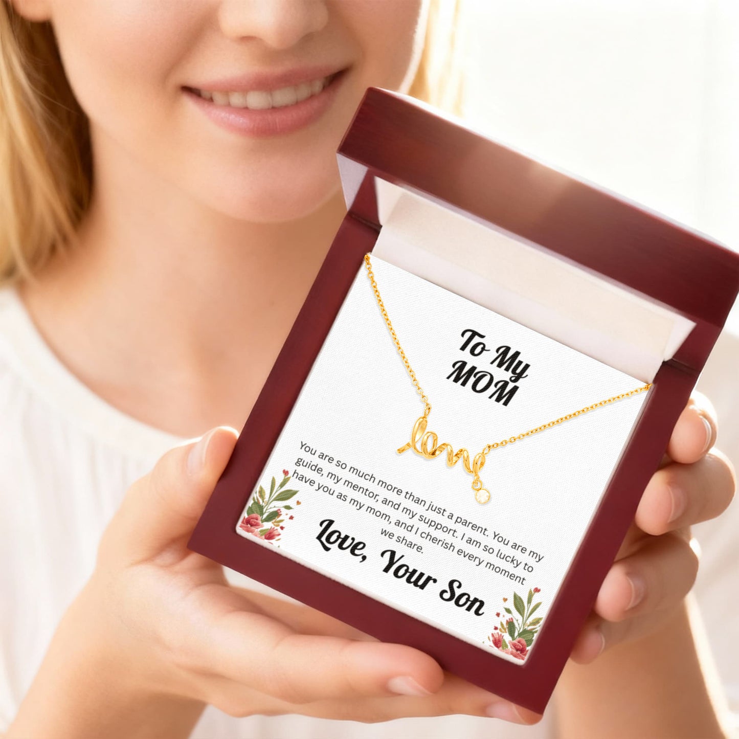 Scripted Love Necklace - to Mom from Son