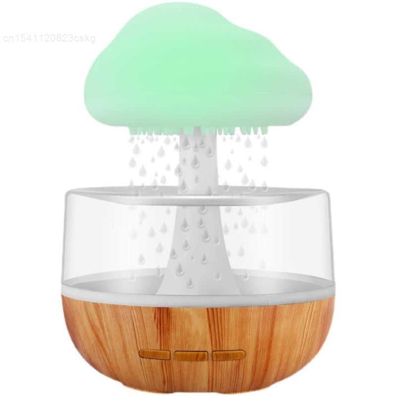 Mushroom-shaped humidifier with wooden base on a white background