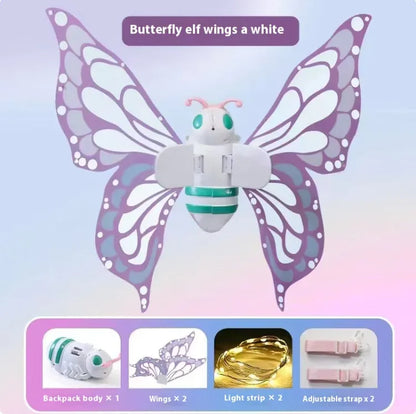 Butterfly-shaped toy with white wings on a light purple background