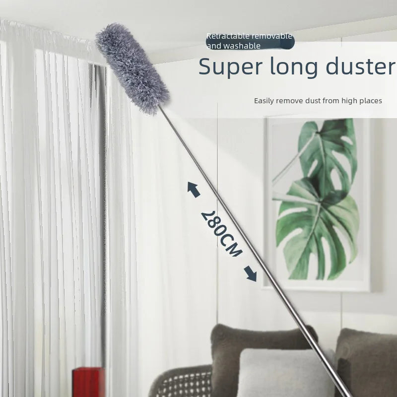 Super long duster with detachable head in a room setting