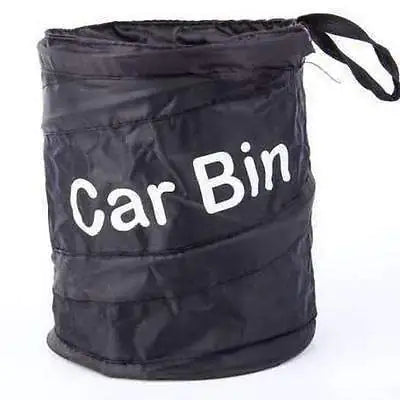 Black car trash bag with 'Car Bin' text on a white background