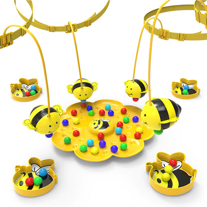 Bees and honeycomb toy set on a white background