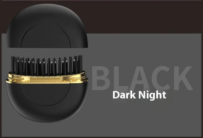 Black and gold hairbrush with 'Black Dark Night' text on a gray background