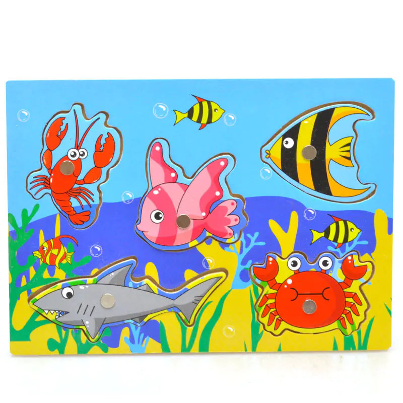 Colorful underwater scene with sea creatures on a blue background