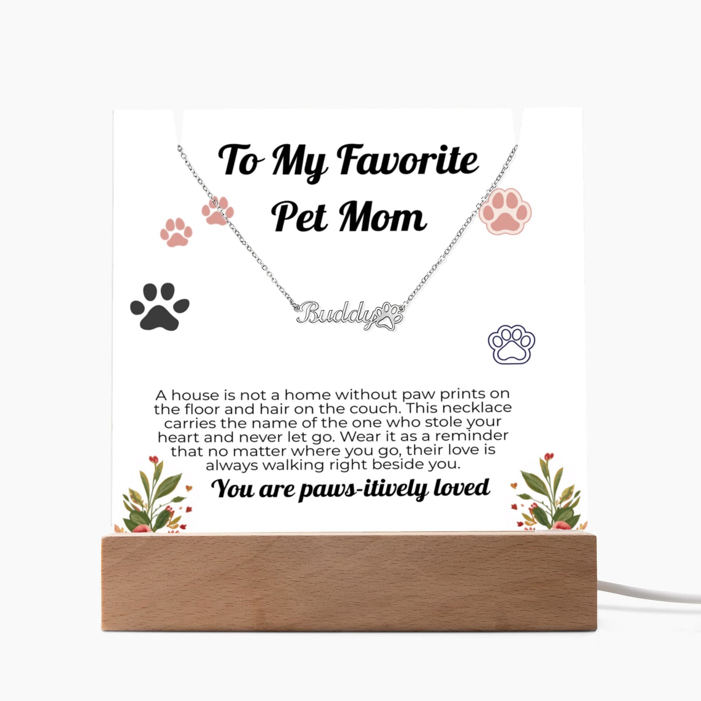 Paw Print Name Necklace Acrylic Base
