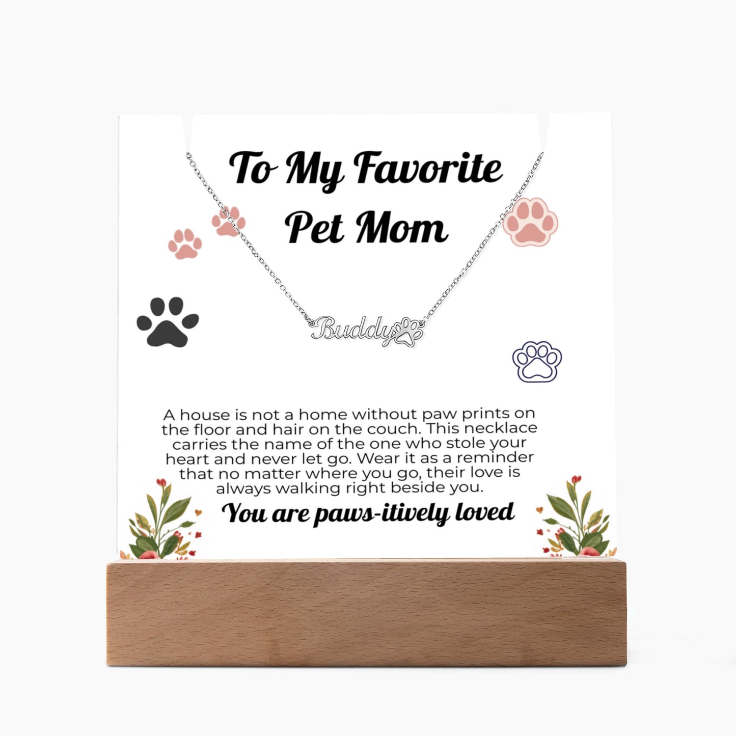 Paw Print Name Necklace Acrylic Base