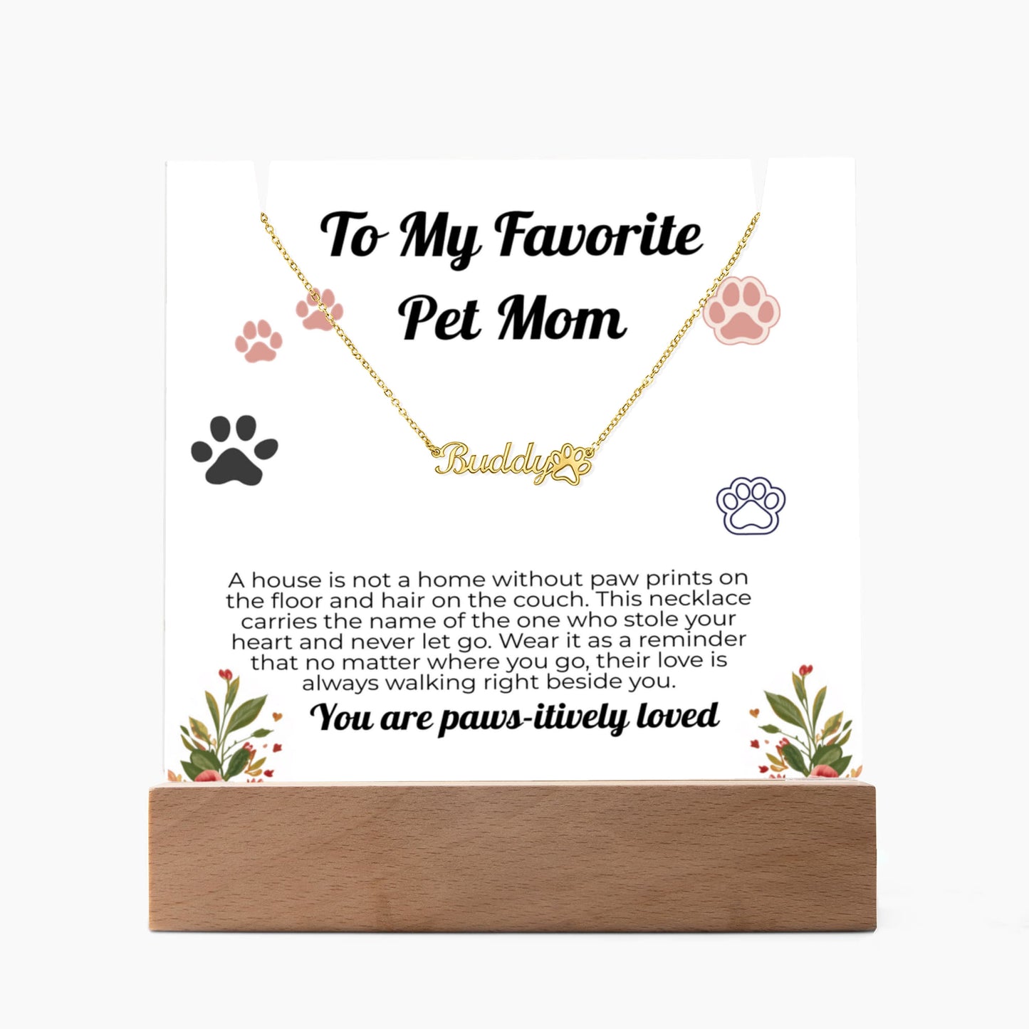 Paw Print Name Necklace Acrylic Base