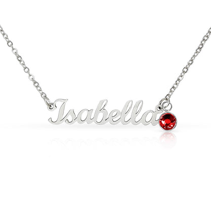 Mother's Grace - Alluring Beauty Custom Name Ribbon Necklace with Birthstone