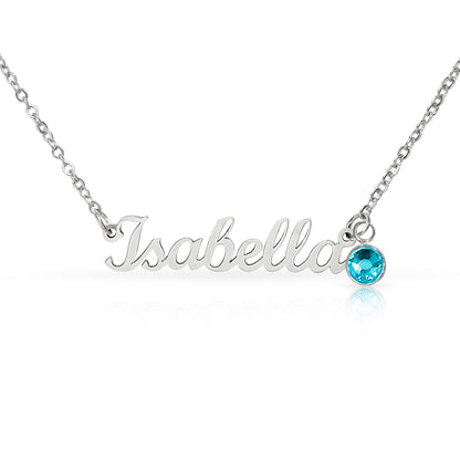 Mother's Grace - Alluring Beauty Custom Name Ribbon Necklace with Birthstone
