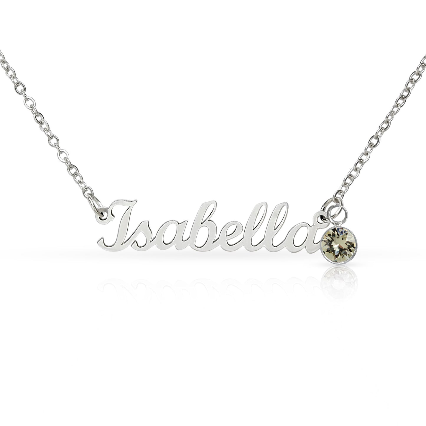 Mother's Grace - Alluring Beauty Custom Name Ribbon Necklace with Birthstone