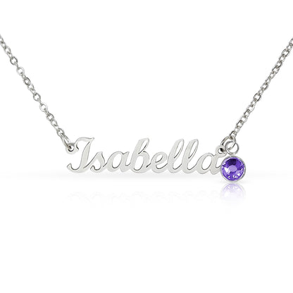 Mother's Grace - Alluring Beauty Custom Name Ribbon Necklace with Birthstone