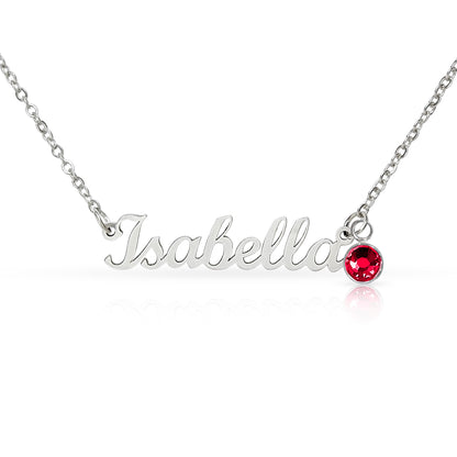 Mother's Grace - Alluring Beauty Custom Name Ribbon Necklace with Birthstone