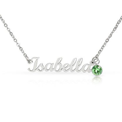 Mother's Grace - Alluring Beauty Custom Name Ribbon Necklace with Birthstone