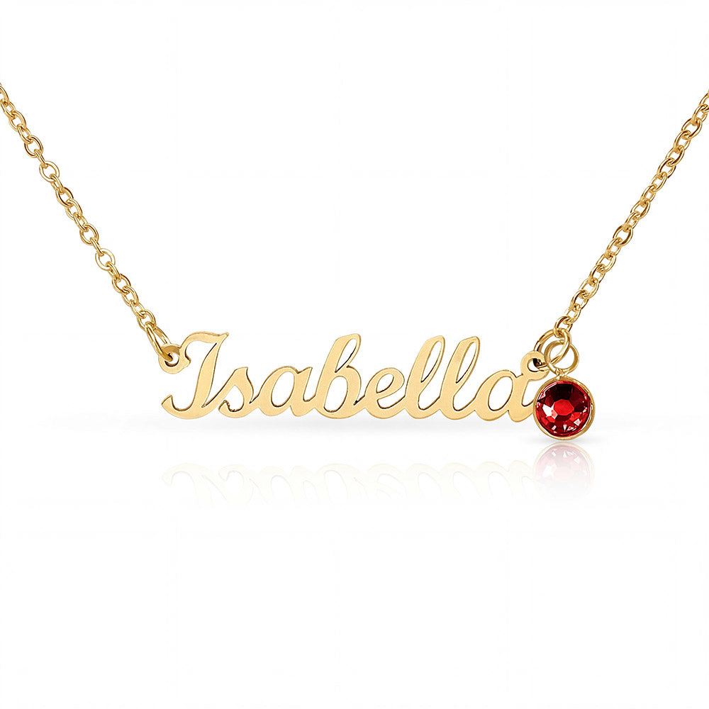 Mother's Grace - Alluring Beauty Custom Name Ribbon Necklace with Birthstone