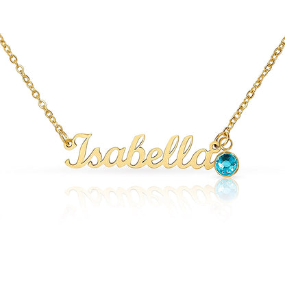 Mother's Grace - Alluring Beauty Custom Name Ribbon Necklace with Birthstone