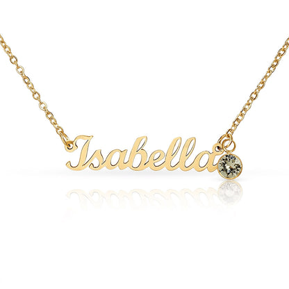 Mother's Grace - Alluring Beauty Custom Name Ribbon Necklace with Birthstone