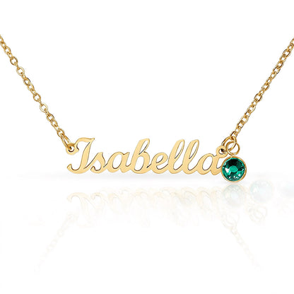 Mother's Grace - Alluring Beauty Custom Name Ribbon Necklace with Birthstone