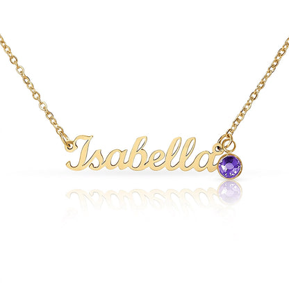 Mother's Grace - Alluring Beauty Custom Name Ribbon Necklace with Birthstone