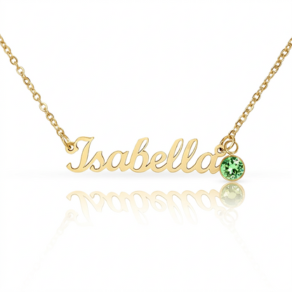 Mother's Grace - Alluring Beauty Custom Name Ribbon Necklace with Birthstone
