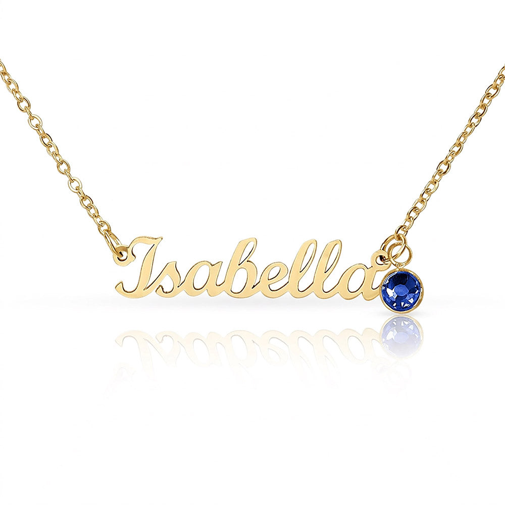 Mother's Grace - Alluring Beauty Custom Name Ribbon Necklace with Birthstone