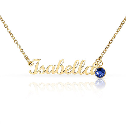 Mother's Grace - Alluring Beauty Custom Name Ribbon Necklace with Birthstone