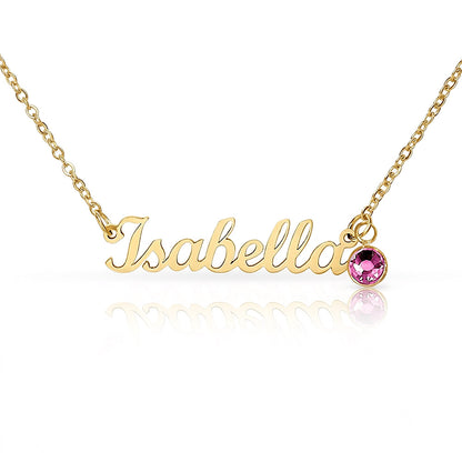 Mother's Grace - Alluring Beauty Custom Name Ribbon Necklace with Birthstone