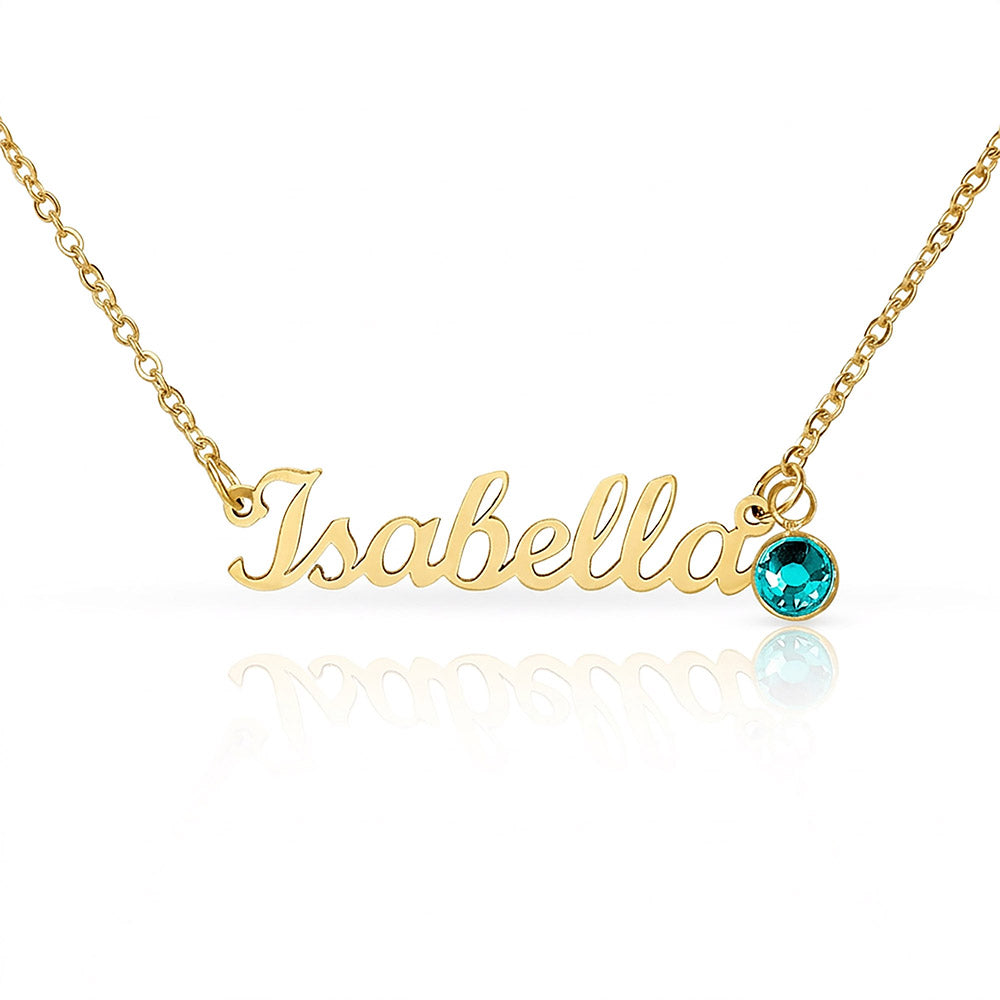 Mother's Grace - Alluring Beauty Custom Name Ribbon Necklace with Birthstone