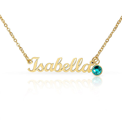 Mother's Grace - Alluring Beauty Custom Name Ribbon Necklace with Birthstone