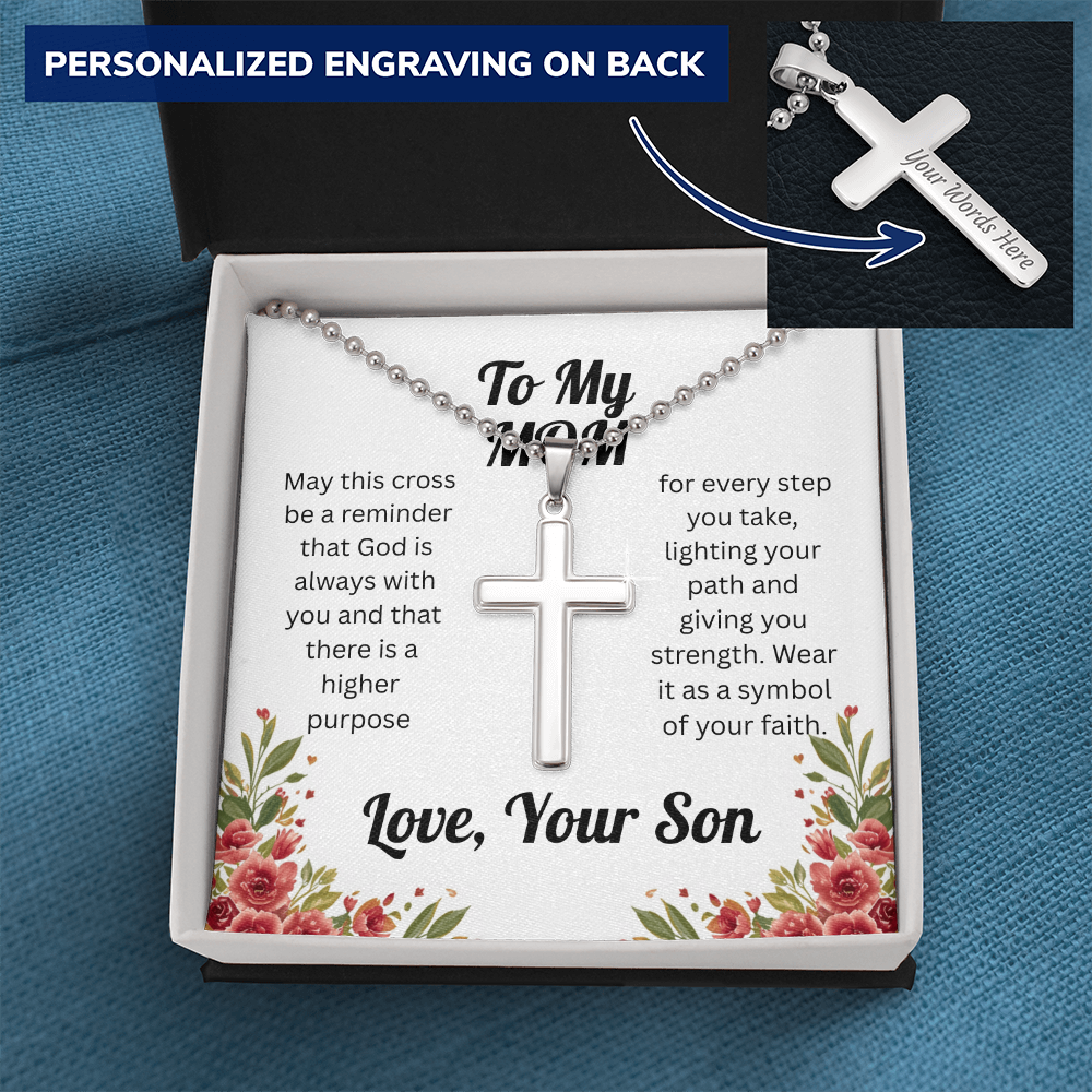 Custom Cross Necklace for Mom from Son