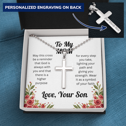 Custom Cross Necklace for Mom from Son