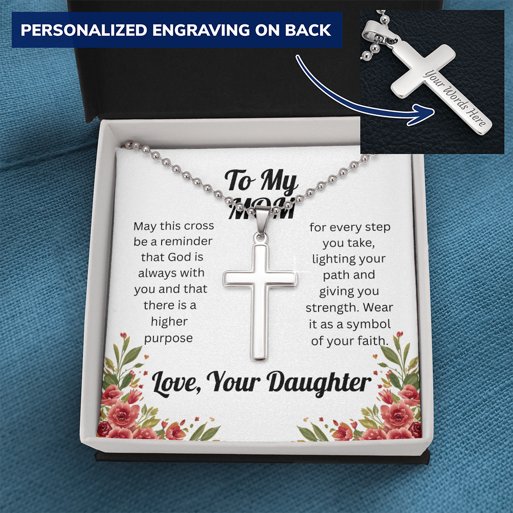 Personalized Cross Necklace for Mom from Daughter