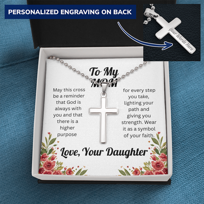 Personalized Cross Necklace for Mom from Daughter