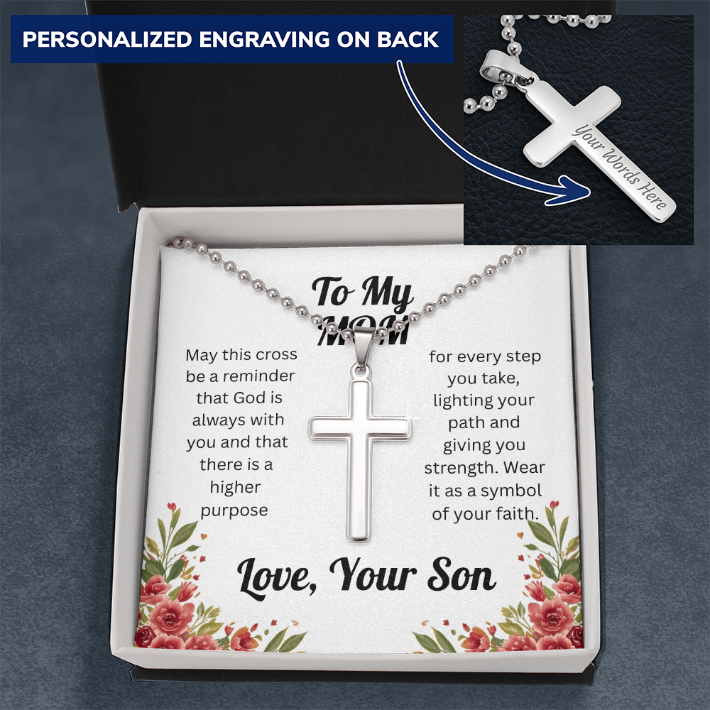 Custom Cross Necklace for Mom from Son