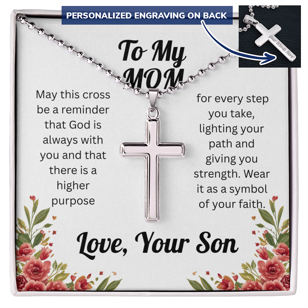Custom Cross Necklace for Mom from Son