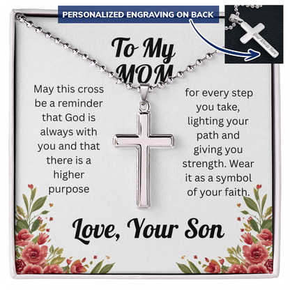 Custom Cross Necklace for Mom from Son