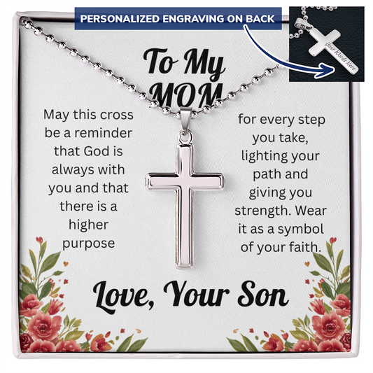 Custom Cross Necklace for Mom from Son