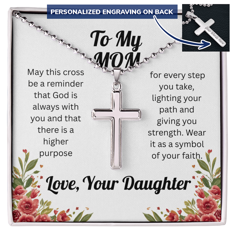Personalized Cross Necklace for Mom from Daughter