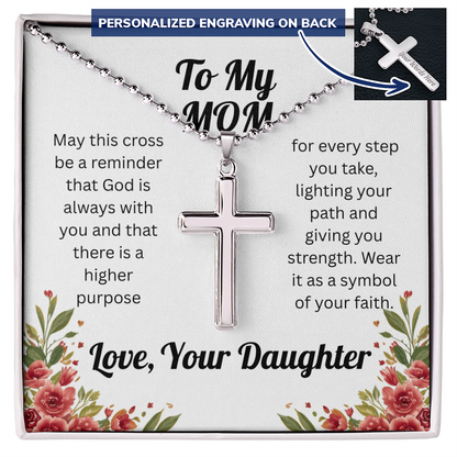 Personalized Cross Necklace for Mom from Daughter