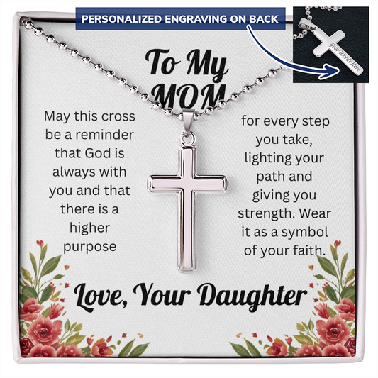 Personalized Cross Necklace for Mom from Daughter