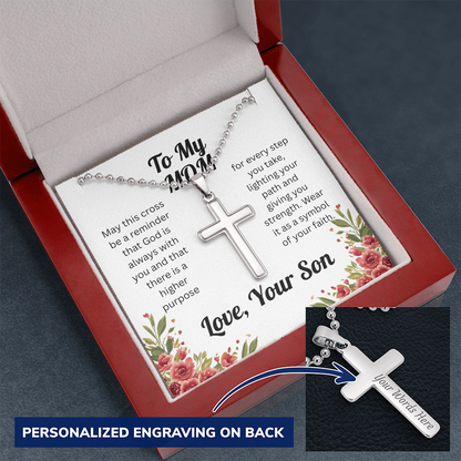 Custom Cross Necklace for Mom from Son
