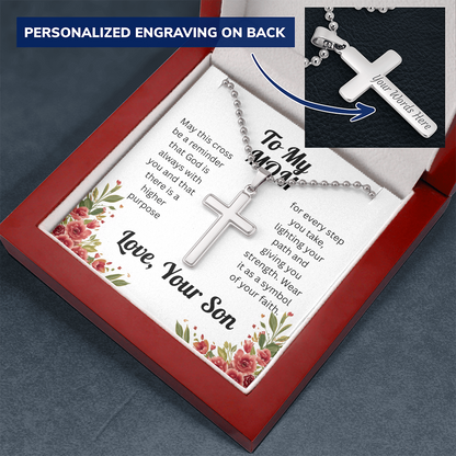 Custom Cross Necklace for Mom from Son