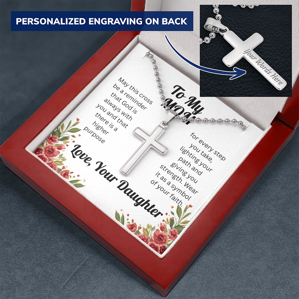 Personalized Cross Necklace for Mom from Daughter