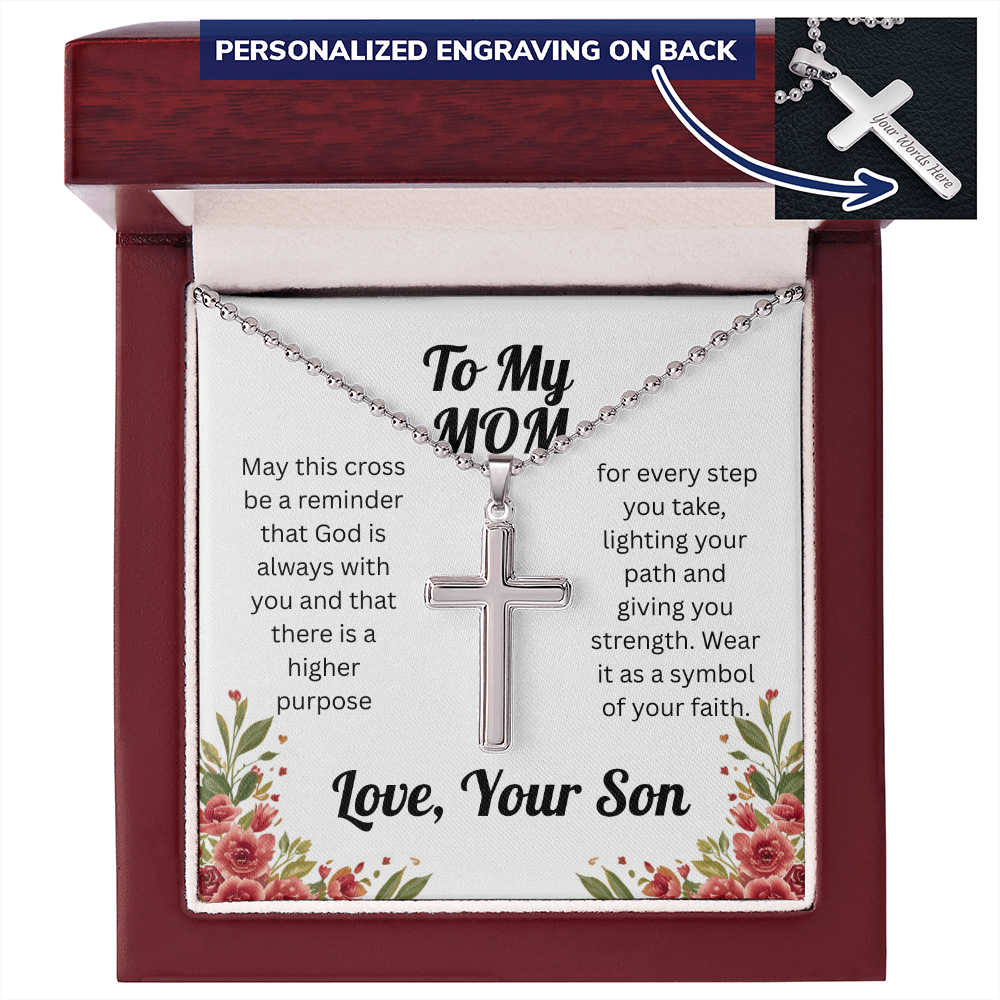 Custom Cross Necklace for Mom from Son