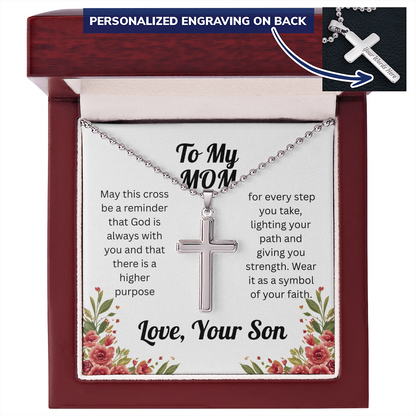 Custom Cross Necklace for Mom from Son