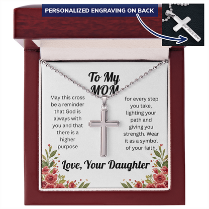 Personalized Cross Necklace for Mom from Daughter