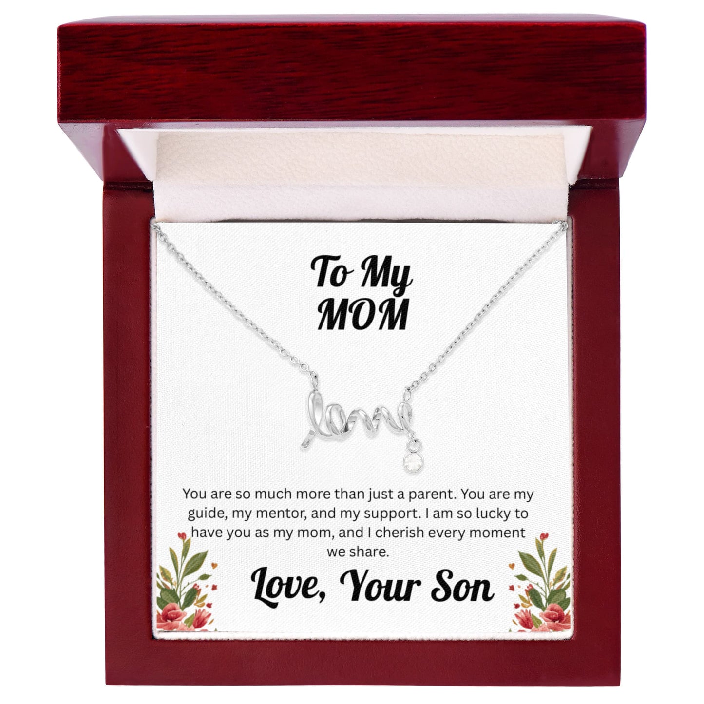 Scripted Love Necklace - to Mom from Son