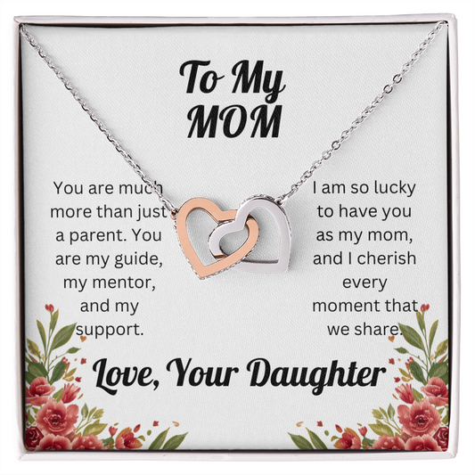 Interlocking Hearts Necklace - for Mom from Daughter