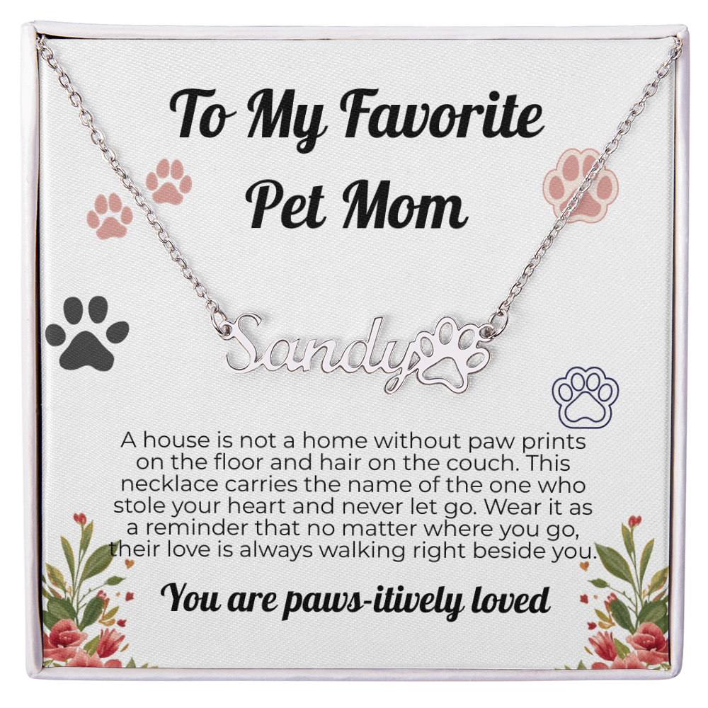 Paw Print Name Necklace
