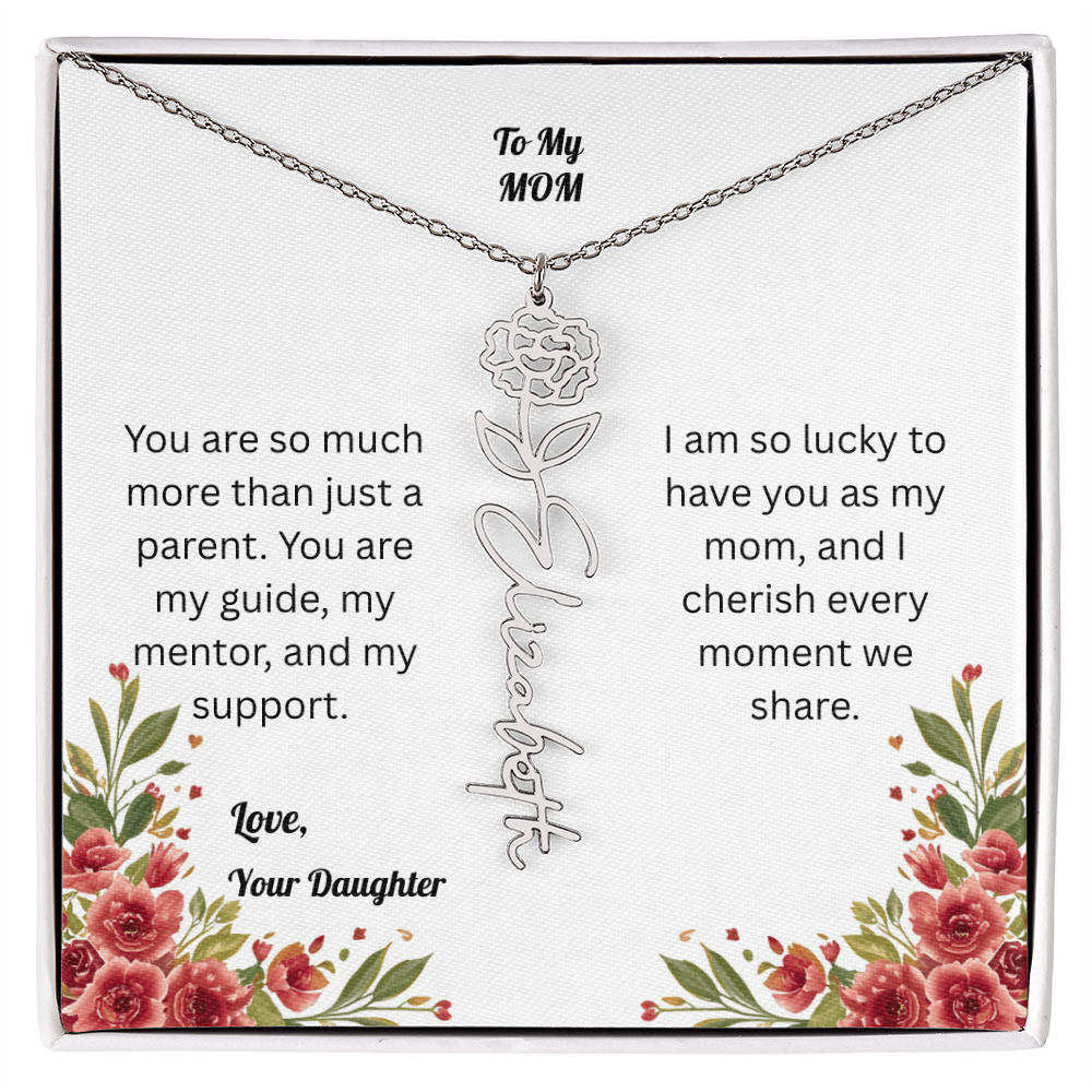 The Mother's Day Garden: Custom Birth Flower and Name Necklace from Daughter