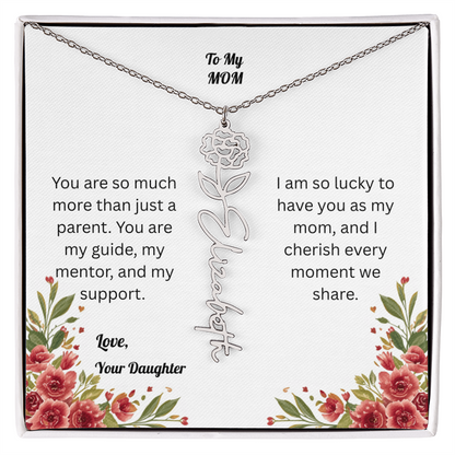 The Mother's Day Garden: Custom Birth Flower and Name Necklace from Daughter